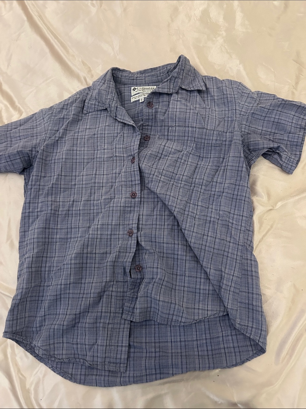 Columbia Men's Short-Sleeve Plaid Button-Down Shirt in Slate Blue
